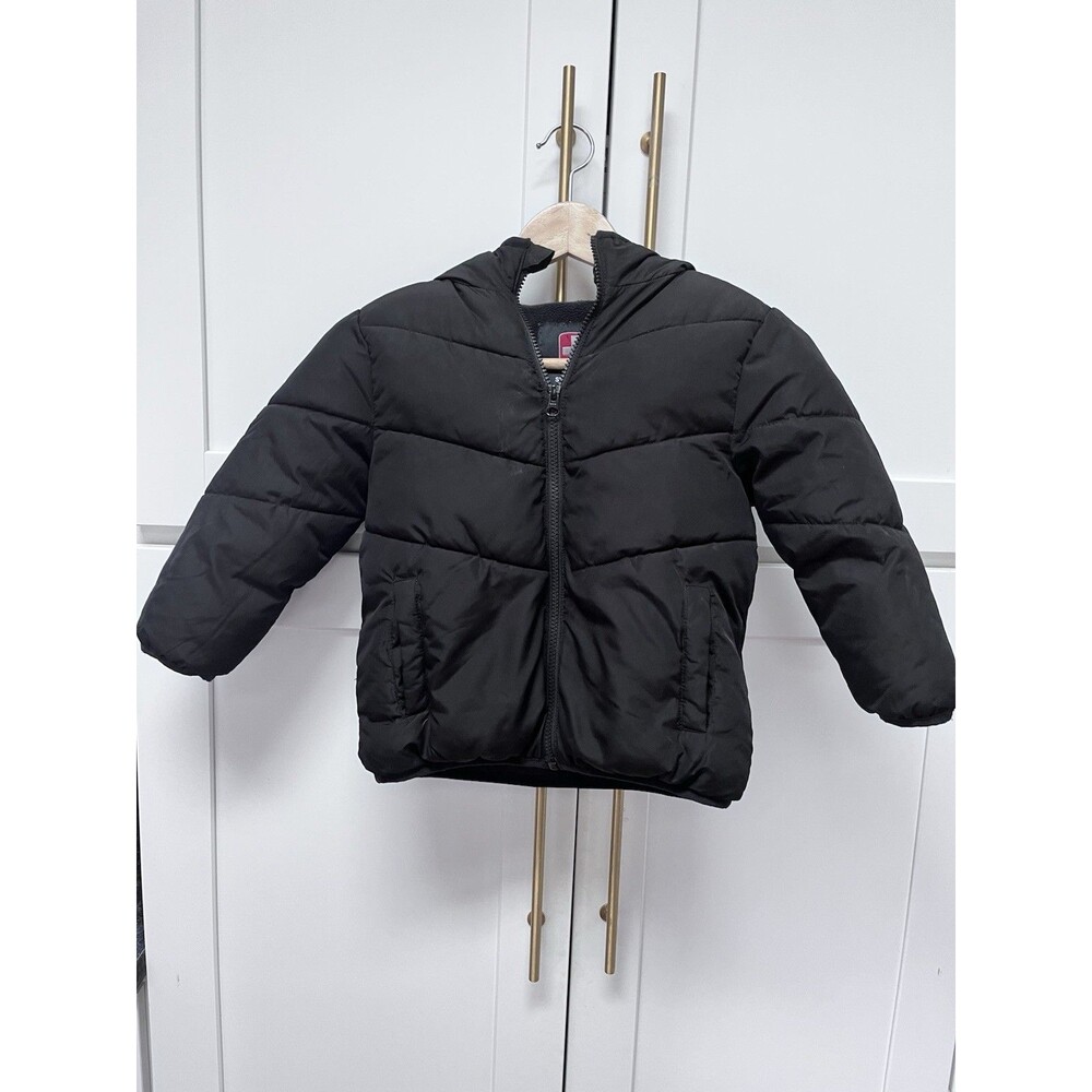Toddler Swiss Tech Boy's Hooded Puffy Coat Jacket Sz 4T Lined Winter Black